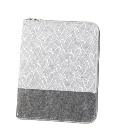 Luxdag Mom's organizer A5 with zipper made of felt (color & motif selectable) - cover for mother's pass U -magazine ultrasound pictures & vaccination pass - gift for expectant mothers light gray / heart