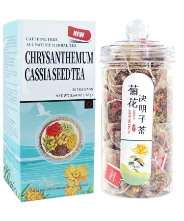 Chrysanthemum Cassia Seeds Tea Bags (160g) - Honeysuckle, Chinese Wolf-berry, Osmanthus, Burdock Root Floral Tea Blend - 20 Bags - Buy Online on SooperMarket.com