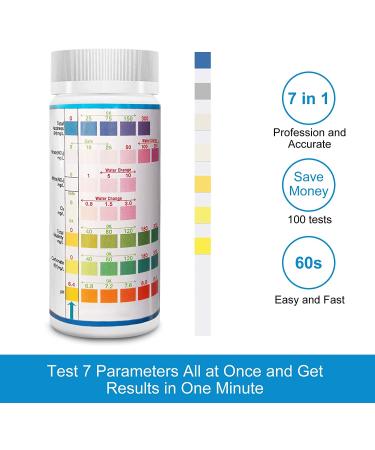 FUNSWTM 7 in 1 Aquarium Test Strips - 100Pcs | Freshwater and Saltwater Fish Tank Test Kit for pH, Nitrite, Nitrate, Chlorine & Hardness Detection - Buy Online on SooperMarket.com