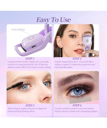 Denabuty Heated Eyelash Curler - Rechargeable Electric Curler with 3 Modes & Silicone Comb for Long-Lasting Natural Curls | Portable Professional Beauty Tool - Buy Online on SooperMarket.com