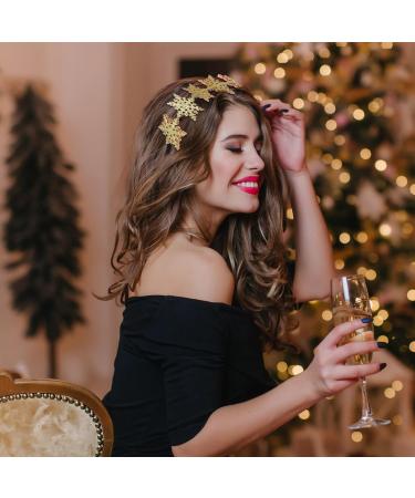 Uonlytech Snowflake Headband Christmas Headwear Glitter Hair Bands Gold Headpiece Xmas Headbands for Party Festival - Buy Online on SooperMarket.com