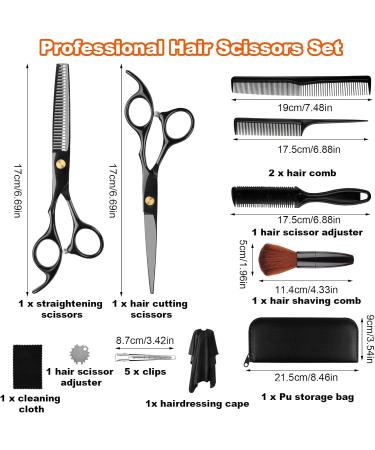 NVIYAM Hairdressing Scissors Set 15 Pieces Hair Cutting Scissors Professional Set 6.7 Inch Hair Cutting Scissors Professional Thinning Scissors Set for Women Men Children Family Hairdressing - Buy Online on SooperMarket.com