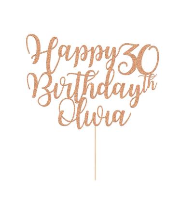 Personalised Cake Topper Happy Birthday Cake Topper Customised Cake Decoration Cake Toppers for 1st 10th 16th 18th 20th 21st 30th 40th 50th 60th 70th 80th with Any Name Age (Rose Gold)
