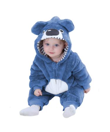 Doladola Unisex Baby Spring Autumn Animal Romper Baby Boys Girls Flannel One Piece Pyjamas 12-18 Months Bluekoala