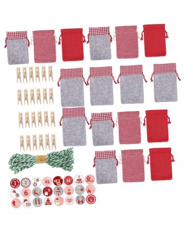 Anneome 1 Set Christmas Storage Bag Calendar Christmas Hanging Bags Pendant Bags Christmas Bag Drawstring