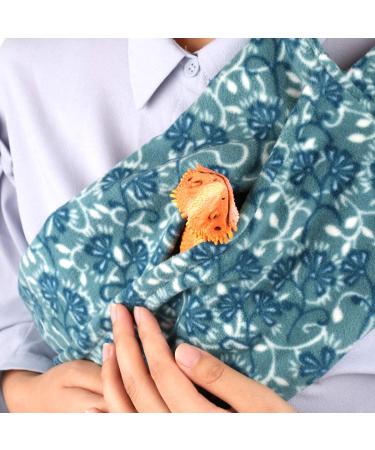 YUYUSO Adjustable Reptile Sling for Bearded Dragons Lizards and Small Pets Reptile Carrier to Prevent Them Falling or Slipping from Your Body (Light Blue)
