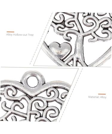 50pcs Pendant Jewel Earrings Heart Earring Retro Charms Alloy Hanging Ornaments Key Chain Hollow Out 1.8X1.7cm Silver - Buy Online on SooperMarket.com