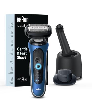 Braun Electric Shaver for Men Series 6 6172cc Wet & Dry Shave Turbo & Gentle Shaving Modes Foil Shaver Blue Blue 3 Piece Set
