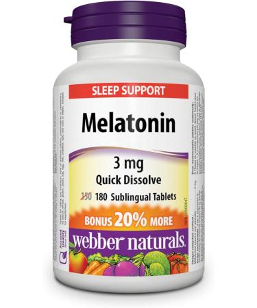 Webber Naturals Melatonin 3 mg 180 Quick Dissolve Tablets For Sleep Support Vegetarian & Vitamin C Timed Release 1000 mg 150 Tablets For Bones Teeth Immune and Antioxidant Health - Buy Online on SooperMarket.com