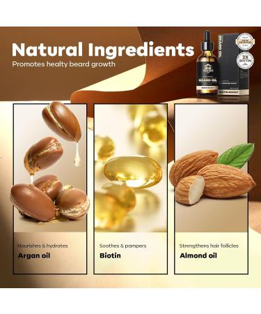 Biotin Beard Oil for Men - 2oz Sandalwood Scent | Promotes Beard Growth & Nourishment - Buy Online on SooperMarket.com