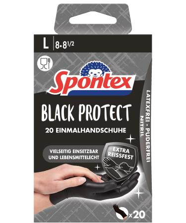 Spontex Black Protect 20 disposable gloves made of nitrile particularly tearproof and hard -wearing latex -free and unpowdered size L (1 x 20 pieces)