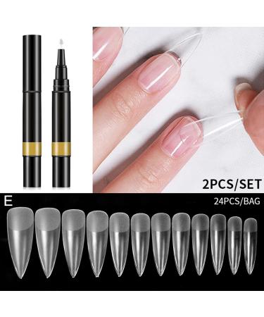 Worparsen Nail Tips Glue Handheld Soak Off UV LED Base Gels Stick Extension Glue Pen Ornament Sticking Solid E - Buy Online on SooperMarket.com