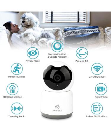 PAPIFEED 1080P Pet Camera Indoor Security Cam | 5Ghz WiFi | Two-Way Audio | Night Vision | Motion Detection | Alexa & Google Assistant Compatible - Buy Online on SooperMarket.com