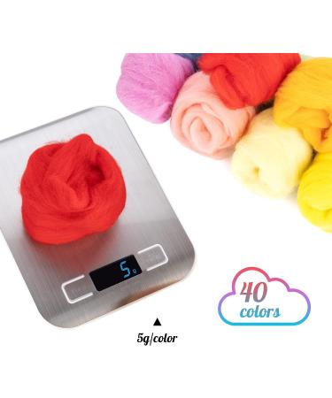 Needle Felting Kit - 40 Colors Wool Roving Set for Beginners | Felting Tool and Foam Mat Included - DIY Arts and Crafts Supplies - Buy Online on SooperMarket.com