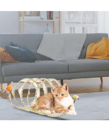 2pcs Folded Cat Tunnel Spring 10in Large Size Portable Cat Toy Spiral Tunnel with Synthetic Feather and Toy Mouse Tunnel Spring Outdoor Puppy Kitten Generic (Striped yellow Purple) - Buy Online on SooperMarket.com