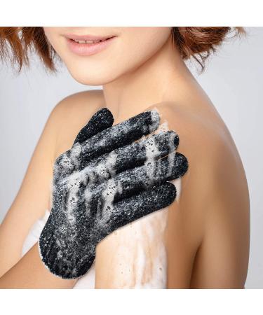 Exfoliating Shower Gloves - 4 Pairs (8 Pcs) Premium Body Scrubber for Spa, Massage & Dead Skin Removal - Deep Cleaning Black - Buy Online on SooperMarket.com