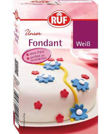 Ruf fondant white suitable for shaping figures flowers and letters modeling fondant roll fondant without palm oil gluten -free and vegan 250g (1 Pack) 250 g (1 Pack) white