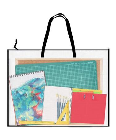 DPEI XUAN Art Portfolio Bag Poster Storage Bag, with Zipper and Handle Posters Organizer Transparent White Bag for Large Posters, Poster Board, Painting, Bulletin Boards (19 x 25 inch) 1 PACK