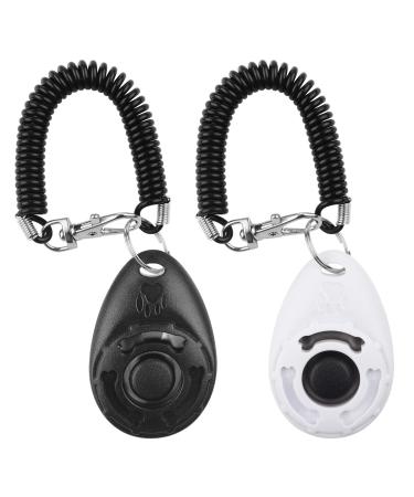 Dogs Clicker 2 Pcs Diyife Clickers for Dog Training with Wrist Strap Clicker Training for Dog Puppy Cat 2 pack Black&white