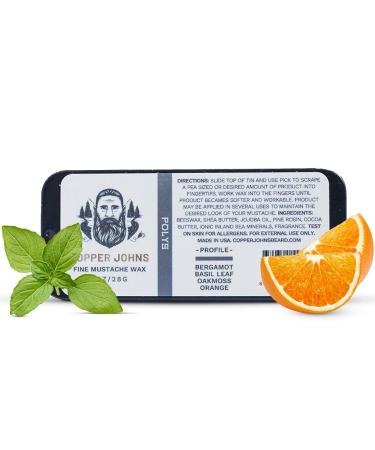 Mustache Wax | Promotes Clean & Well-Kept Mustache | Strong All-Day Hold | Made with Beeswax Jojoba Oil & Sea Minerals | Polys | 1oz