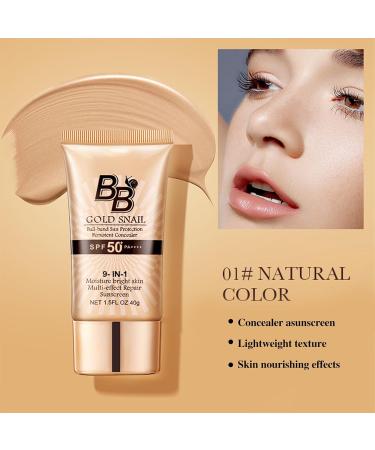 BB Cream Light BB Cream Foundation Tinted Moisturiser Face Women Tinted Sunscreen for Face 50 SPF Snail Extracts Moisturizing Tinted Moisturiser Color Correcting Cream(Natural) - Buy Online on SooperMarket.com