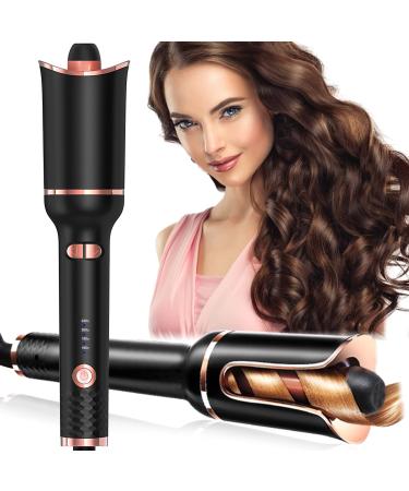 Automtic Hair Curler 1" Curling Iron Large Slot Auto Rotating Curling Iron Band with 4 Temps & 3 Timer Settings Auto Shut-off & Dual Voltage Spin Iron for Hair Styling (Black)