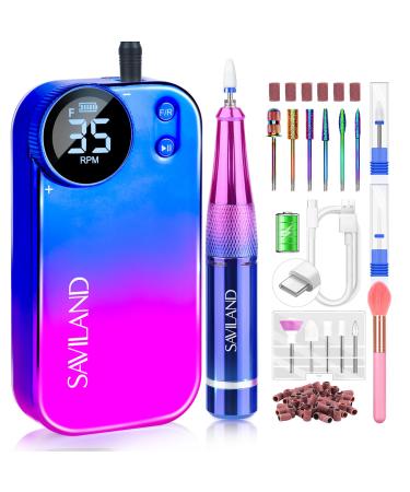 SAVILAND Portable Electric Nail Drill - PRO 35000RPM Electric Nail File Nail Drills for Acrylic Nails Professional with Drill Bits Manicure Pedicure Supplies Use Nail Art for Home DIY Salon Use