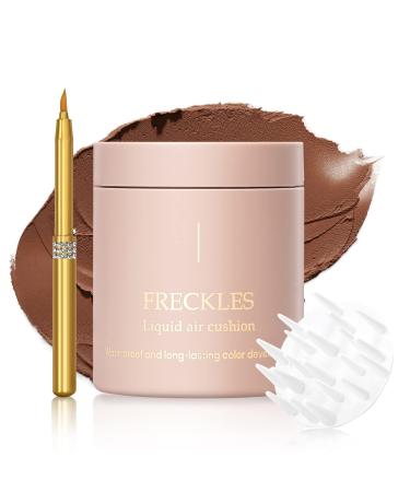 HOSAILY Freckle Pen Natural Lifelike Freckle Stamp Air Cushion Waterproof and Long Lasting Sweat-proof Freckle Pen Makeup for All Skin (01 Light Brown)