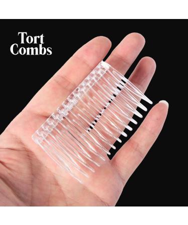 Set of 4 Tort Plain Hair Combs 7cm French Side Combs - White | Strong Hold Hair Clips for Girls & Women - Buy Online on SooperMarket.com