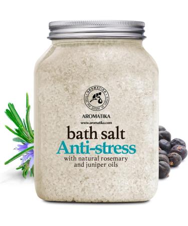 De-Stress Bath Salt 46 Oz - 100% Natural with Rosemary & Juniper Oils - Promotes Relaxation and Stress Relief for Better Sleep - Aromatherapy for Calming Body Care and Beauty - Buy Online on SooperMarket.com
