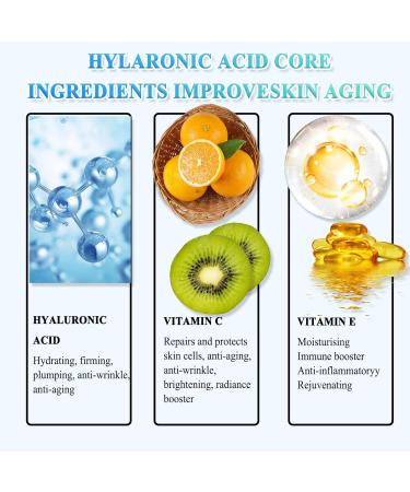Hyaluronic Acid Serum for Face 95% Hyaluronic Acid & Vitamin C+E - Anti Wrinkle + Anti Aging Hydrochloric Acid Face Serum - Antiaging Hydrating Serums Skincare Dark Spot Remover for Face - Buy Online on SooperMarket.com