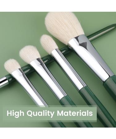 Natural Goat Hair Makeup Brushes Set - 9 Piece Ultra Soft Face & Eye Brushes for Foundation Concealer Blush Contour & Eyeshadow - Perfect Travel Kabuki Set (Green - Buy Online on SooperMarket.com