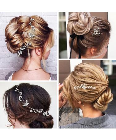 WIOR Wedding Hair Vine: 39.4 Inch Crystal Beads Bridal Hair Piece with Pearl Hair Pins - Handmade Rhinestones Headpiece for Bride, Bridesmaids, Prom - Silver - Buy Online on SooperMarket.com