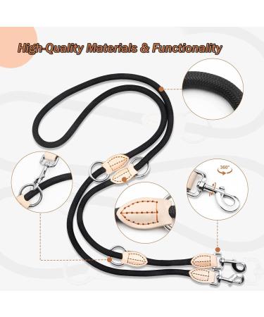 Adjustable 2m Dog Leash - 11mm Thick Nylon Braided Multifunctional Training Lines for Small/Medium/Large Dogs - Black - Buy Online on SooperMarket.com