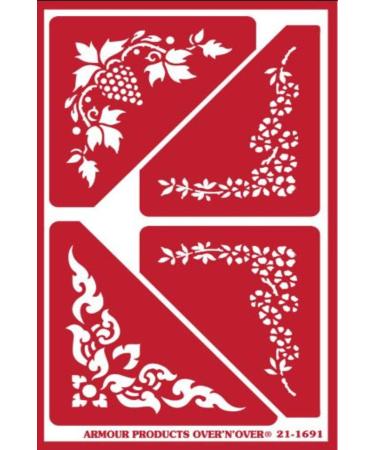Armour Etch Over N Over Glass Etching Stencils Set - Berries, Fleur De Lis, Corner - Buy Online on SooperMarket.com