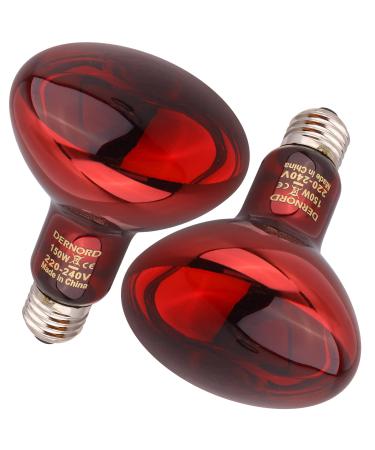 Dernord reptiles red light lamp pear - infrared lamp 150 watts for prehistoric toad turtles Turtle bird spider Terrarium red light lamp heat lamp animals 2 pack red light lamp 150W
