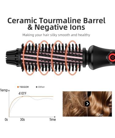 YEEGOR Ionic Curling Iron Brush 1 Inch - Ceramic Tourmaline, Anti-Scald, Instant Heat Up - for Short/Shoulder-Length Hair - Dual Voltage Travel Curling Brush - Buy Online on SooperMarket.com