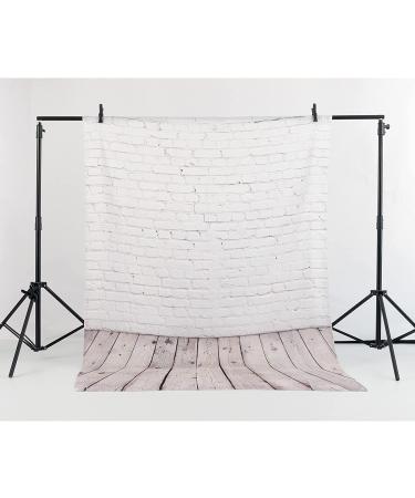 5x7FT White Brick Wall with Wooden Floor Photography Backdrop for Newborn Photoshoot - Buy Online on SooperMarket.com