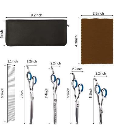 Pogeair 6-in-1 Safety Round Head Stainless Steel Dog Grooming Scissors Kit - Heavy Duty Titanium Coated Pet Grooming Scissors for Dogs, Cats & Other Pets - Buy Online on SooperMarket.com
