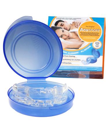 The Original Acusnore Anti Snore 6 Spring Mouth Piece Guard With Anti Bacterial Storage Case Included- Immediate Relief From Apnea Snoring Heaving Breathing & Grinding Teeth- Patented Design