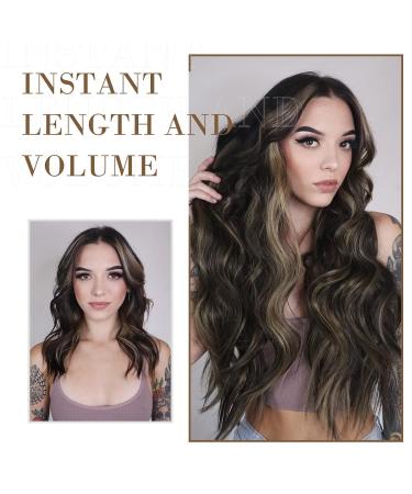 REECHO 20 Inch Ash Brown Clip in Hair Extensions - Pack of 4, 200g - Natural Soft Synthetic Hairpieces for Women - Buy Online on SooperMarket.com