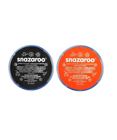 SK INFINITY | Classic Face and Body Paint 18 ml Professional Water Based Single Cake Makeup Supplies for Adults Kids (BLACK & ORANGE)