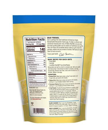 Bob's Red Mill Corn Grits Polenta 24oz - Pack of 2 | Premium Quality Gluten-Free Grains - Buy Online on SooperMarket.com