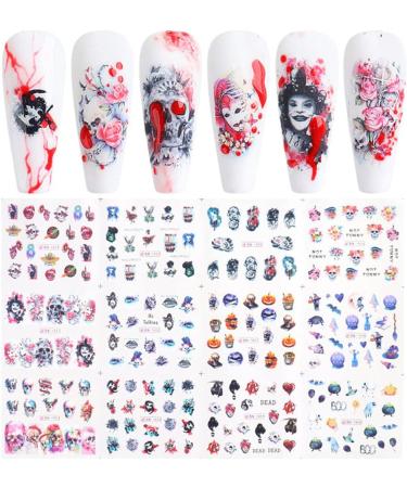 Day of The Dead Skull Nail Stickers - Water Transfer Decals for Halloween Nail Art - 12PCS Style C - Buy Online on SooperMarket.com