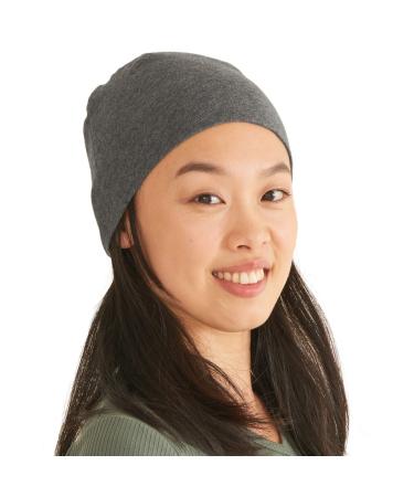 Charm Men's hat short beanie made of organic cotton - for women chemo headgear running undermine support under bicycle helmet unit size dark gray