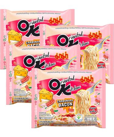 MAMA Carbonara Bacon Flavour Oriental Style Instant Noodles Ramen 85g (Pack of 4)