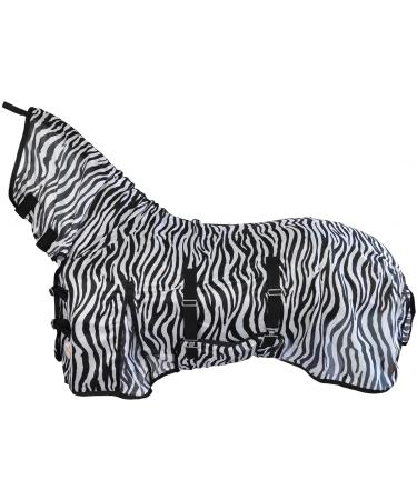 Marengos - zebra flying ceiling with neck part & abdominal bathing |Robust & breathable eczema ceiling |Protection against insects |Extremely wind -permeable flying corner |Outdoor horse ceiling 125cm white / black 125cm