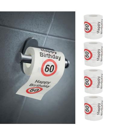 Toilet paper 4er Set "Happy Birthday60" 60.Birthday 24 meters 2-layer 180gr/sqm Klopapier motif paper toilet paper (4 x toilet paper 60)
