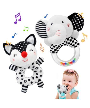 Ballery 2 pieces baby rattles 0-6 months baby toys 0-6 months gripping mild to rattle baby rattling toys rattles baby plush toys for 0-12 months