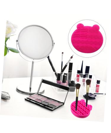 NOLITOY 2-in-1 Makeup Brush Holder & Scrubber - Silicone Cleaner Pad for Brushes - Portable Storage Rack - 11x10cm Rosy - International Shipping Available - Buy Online on SooperMarket.com